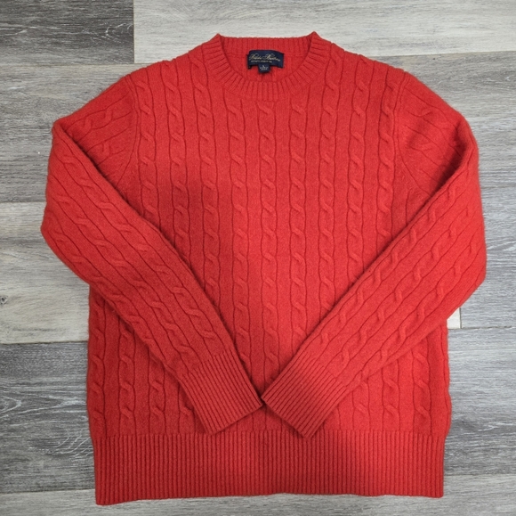 Brooks Brothers Other - Brooks Brothers Sweater Mens Large Cable Knit English Lambswool Luxury Crew Red